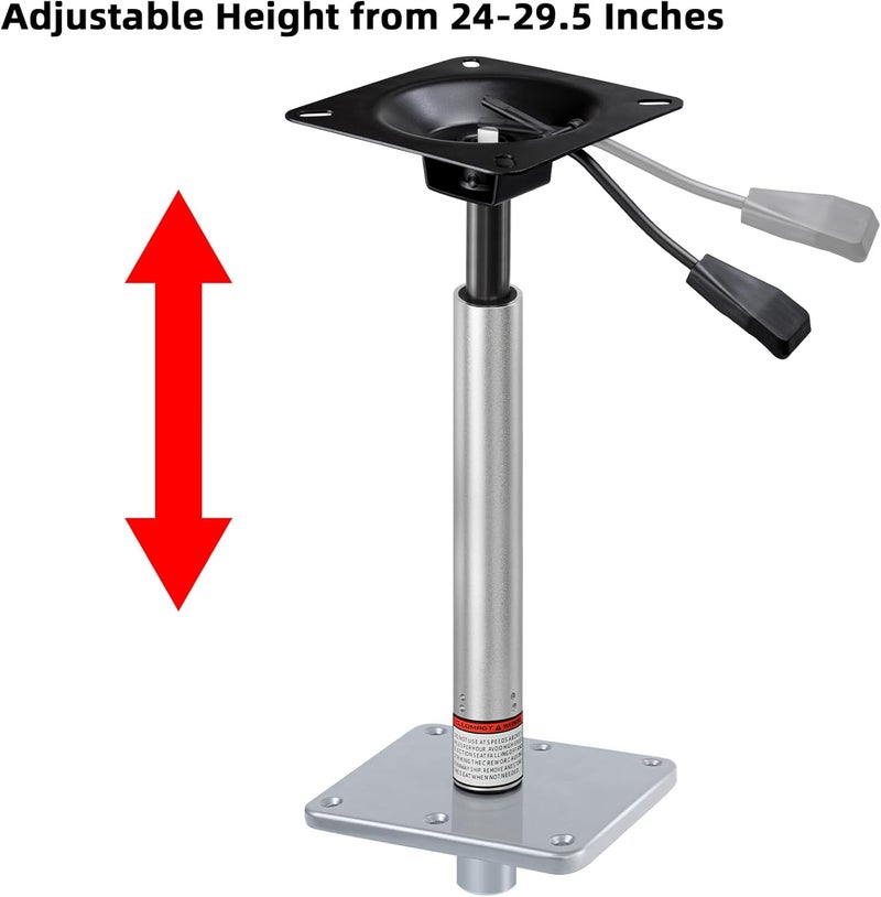 CLLOMAGY Adjustable Boat Seat Pedestal Base Mount Kit with Lock in 3/4" Boat Seat Pin Post&Marine Power Pedestal Mount Base for Marine Fishing Bass Chair,Post Adjustable Height 24 to 30 Inches - Image 2